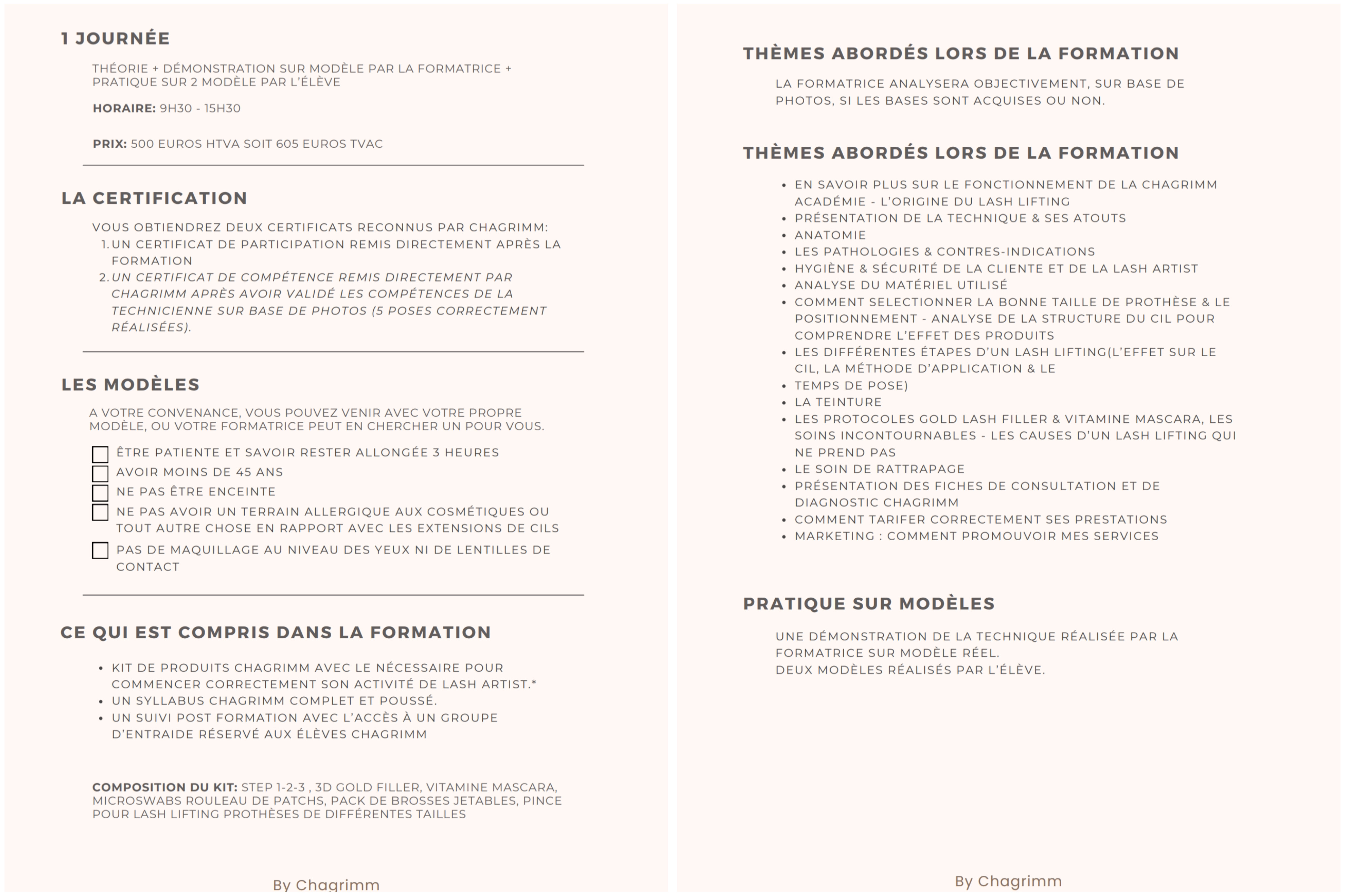 Prix et tarif de la  formation base Lash Lift